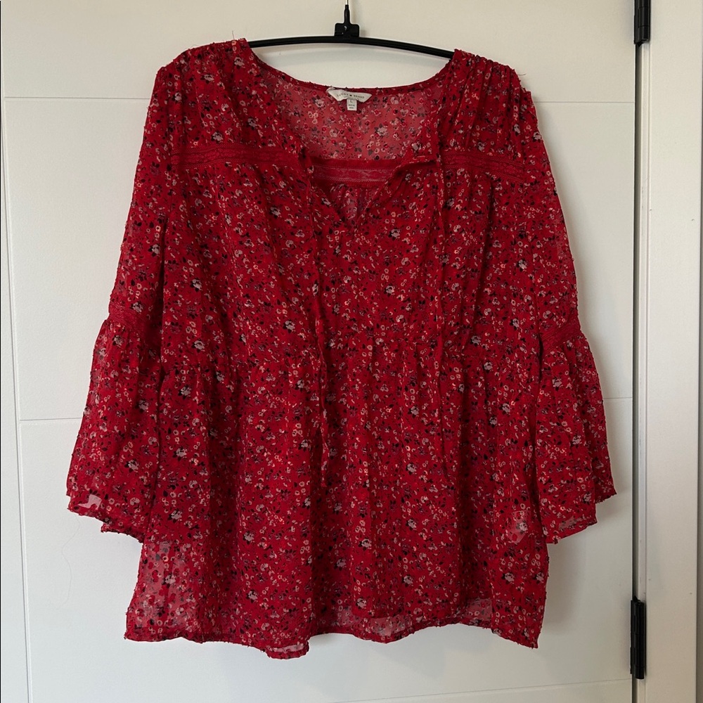 Lucky Brand Wide Sleeve Sheer Top